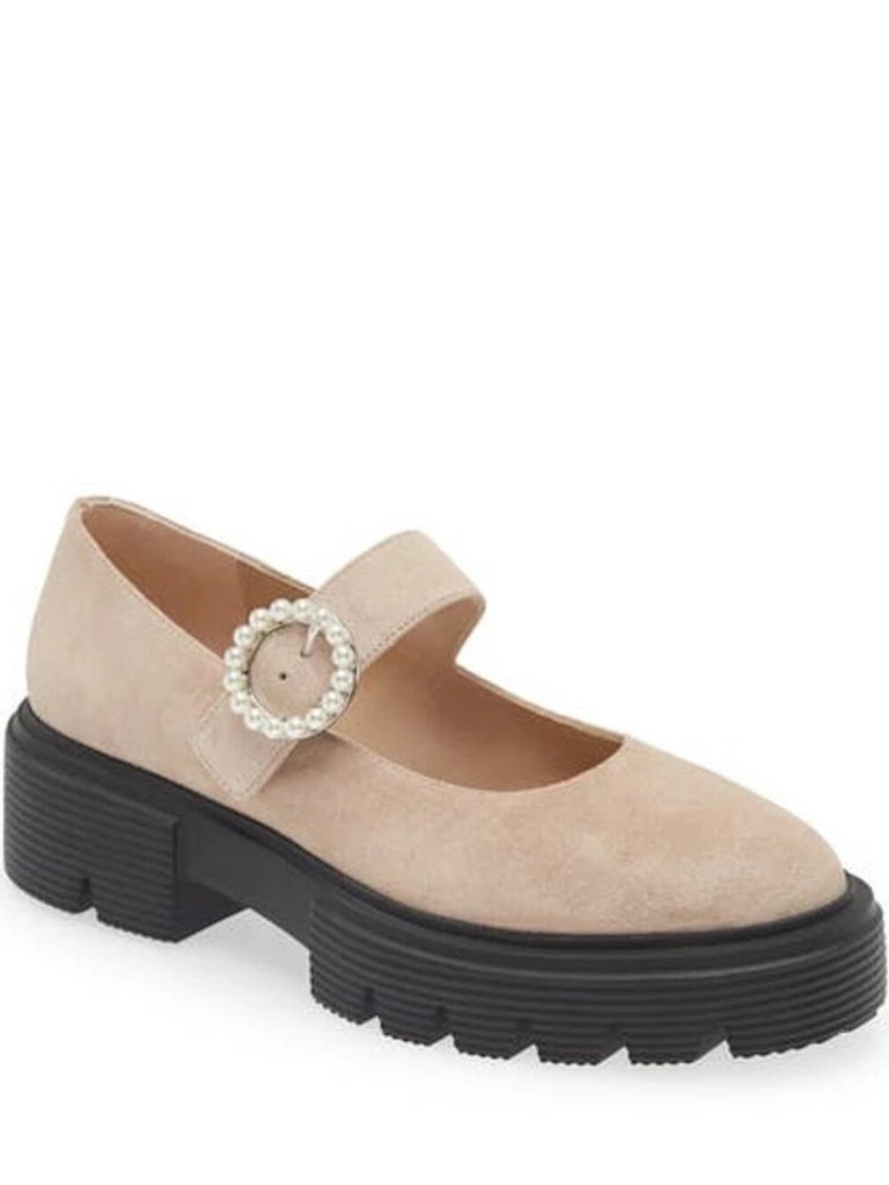 $600 STUART WEITZMAN NOLITA PLATFORM MARY JANE SABBIA NATURAL SUEDE 10 (PD17)
